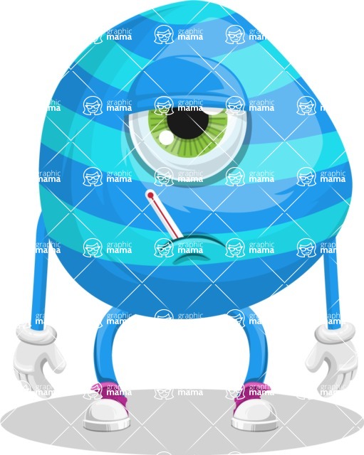 One Eyed Monster Cartoon Character - Sick One Eyed Monster Cartoon Character